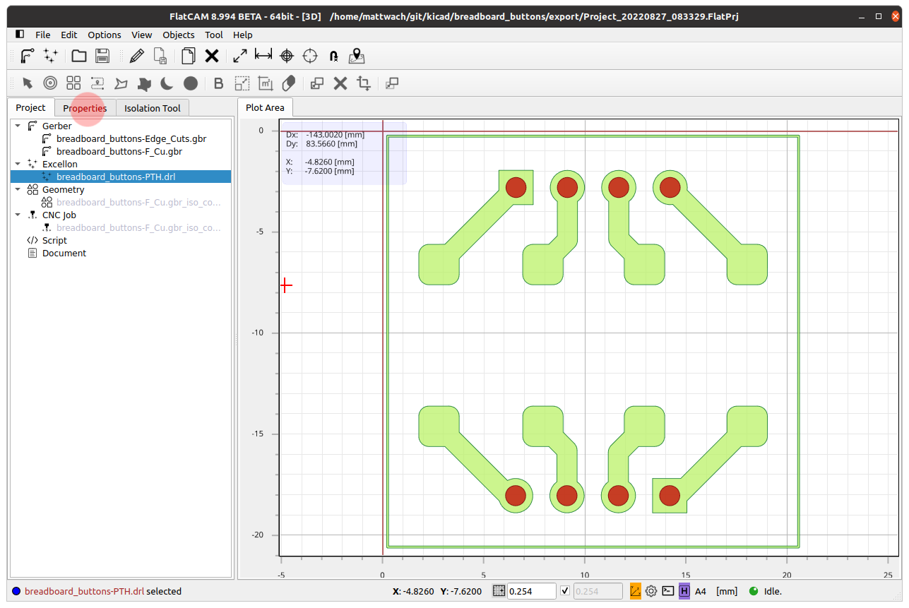 flatcam drill properties