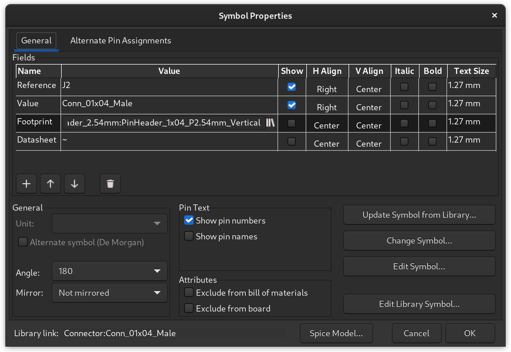 settings dialog
