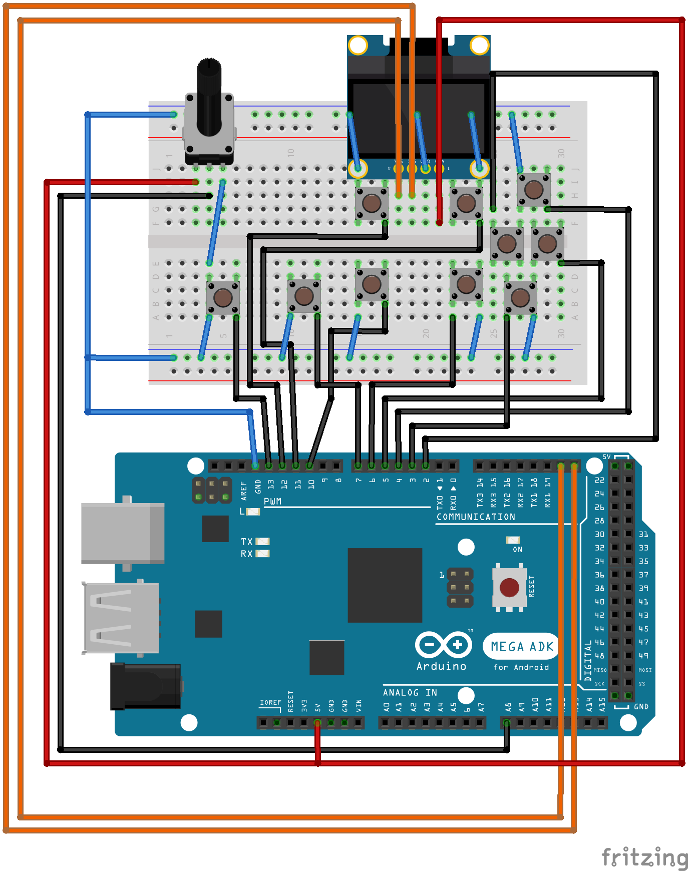 Image of aciduino mega on protoboard
