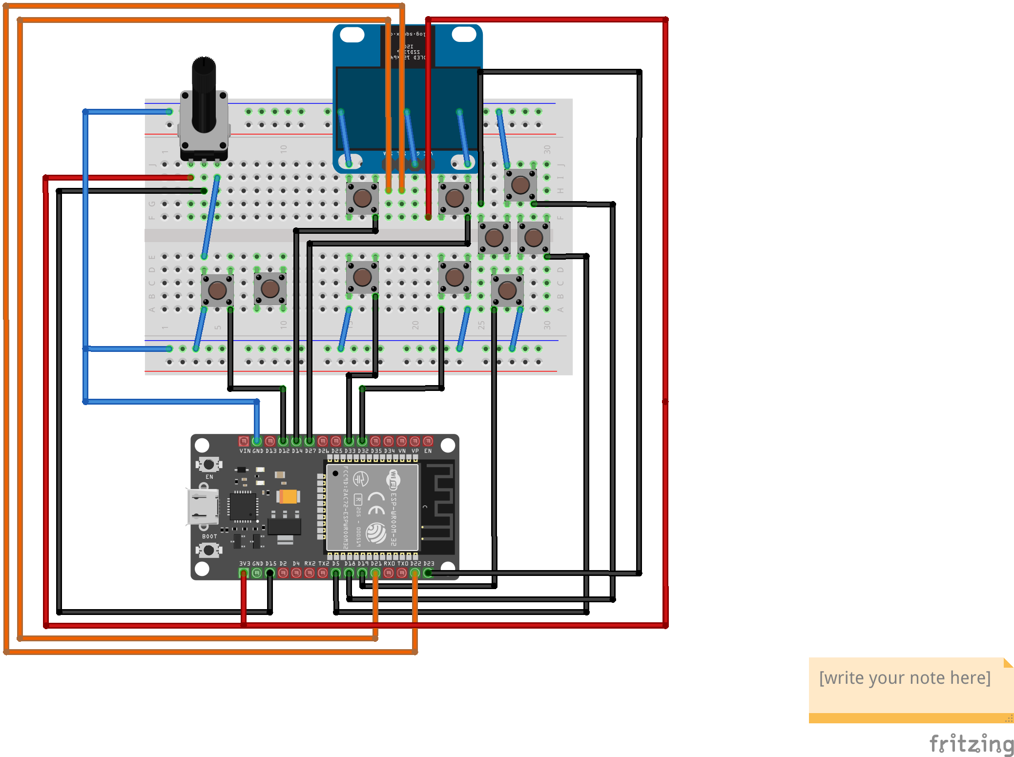 Image of aciduino esp32 wroom on protoboard