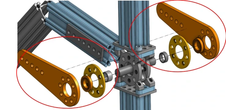 exploded view of the rocker-bogie joint