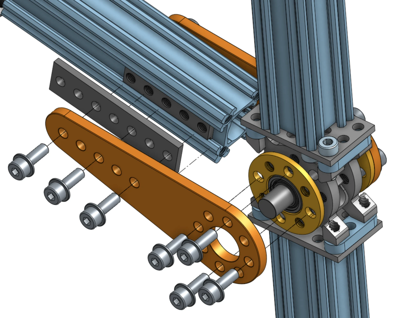 attaching the shaft from the rocker to the bogie joint