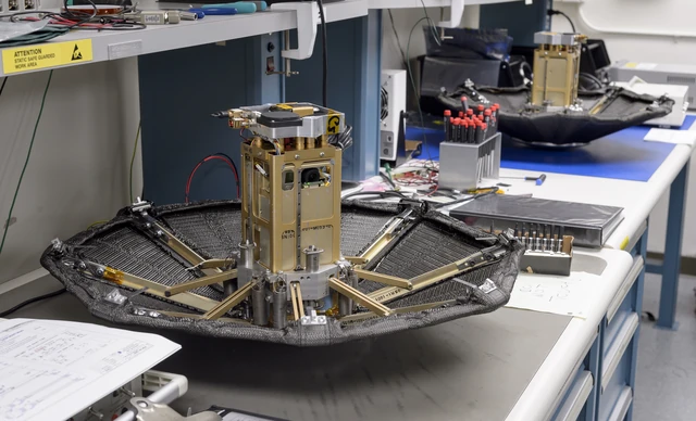 NASA's archival ADEPT development hardware shows the broad, umbrella-like structure. This 2018 photograph is not the KREPE-3 capsule or an October 12 flight result.