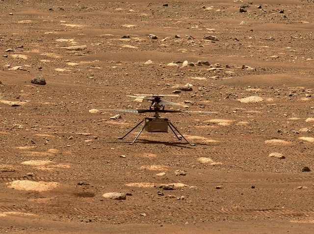 Ingenuity is the historical flight heritage behind the proposal. This NASA image shows Ingenuity, not a completed SkyFall helicopter.
