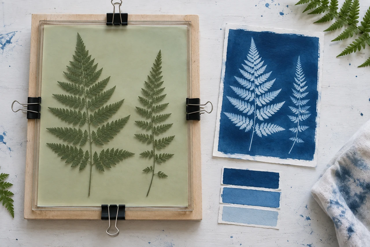 A cyanotype contact frame that keeps the paper still
