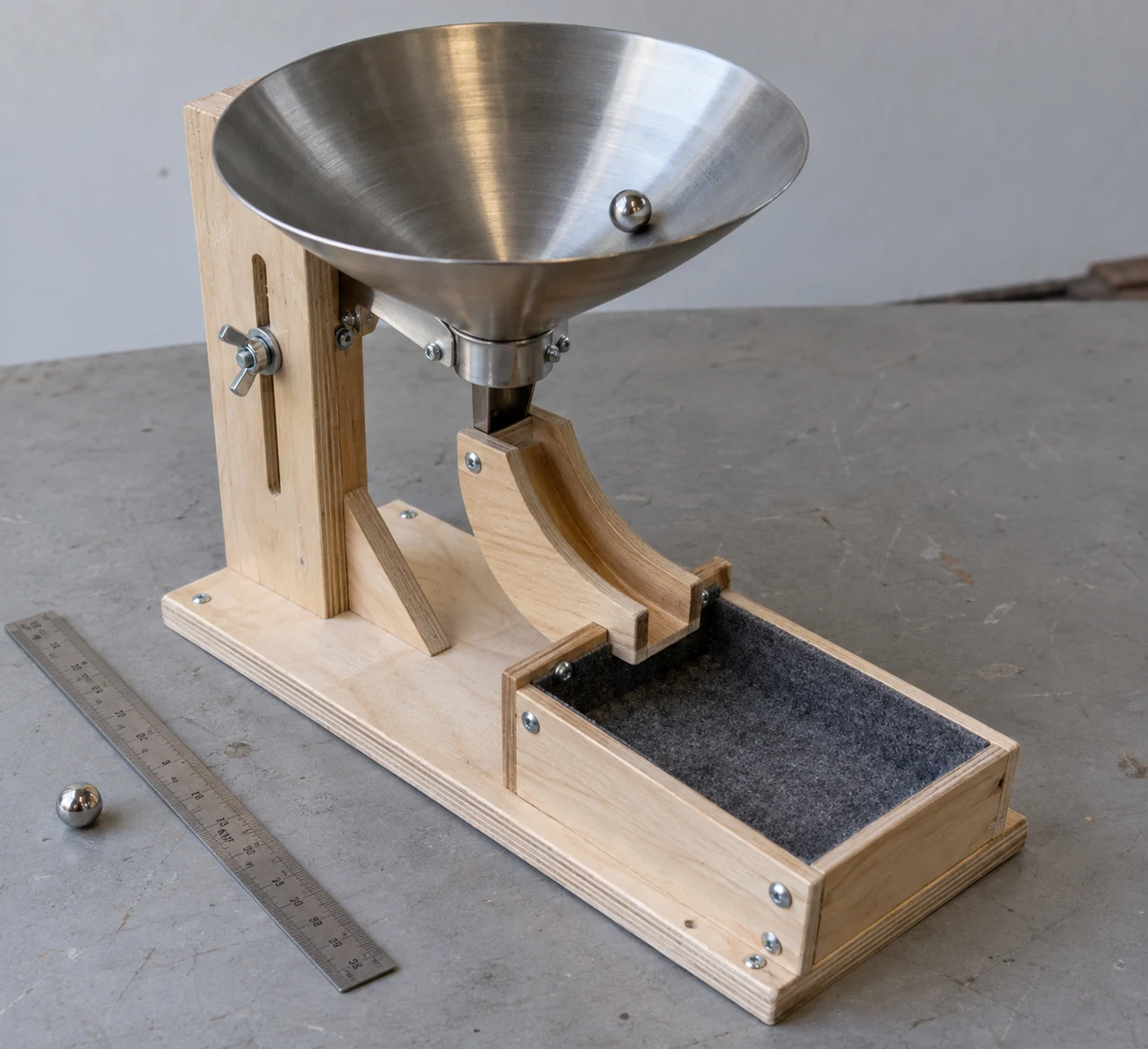 A marble funnel with an escape route