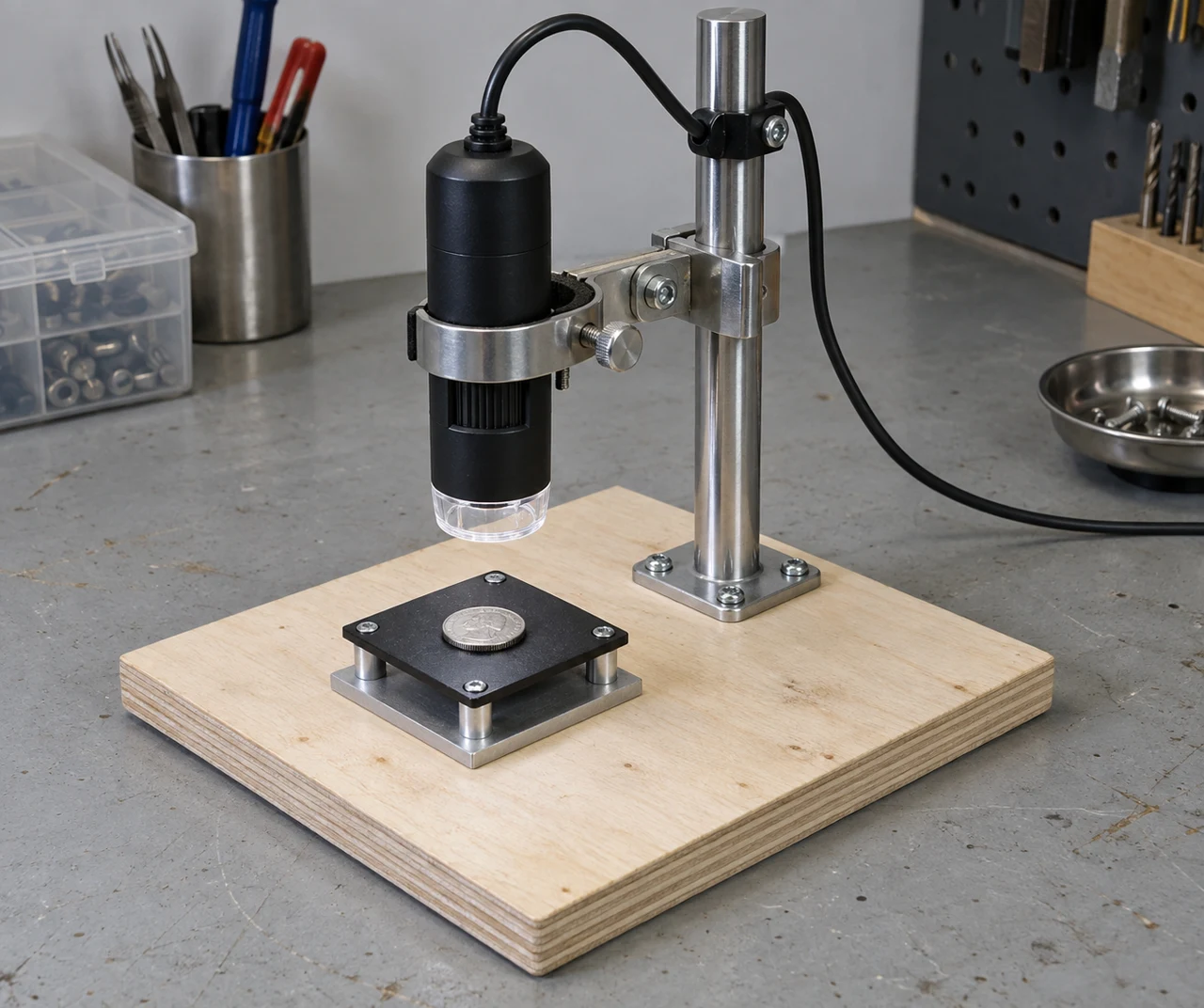 A steadier stand for a USB microscope
